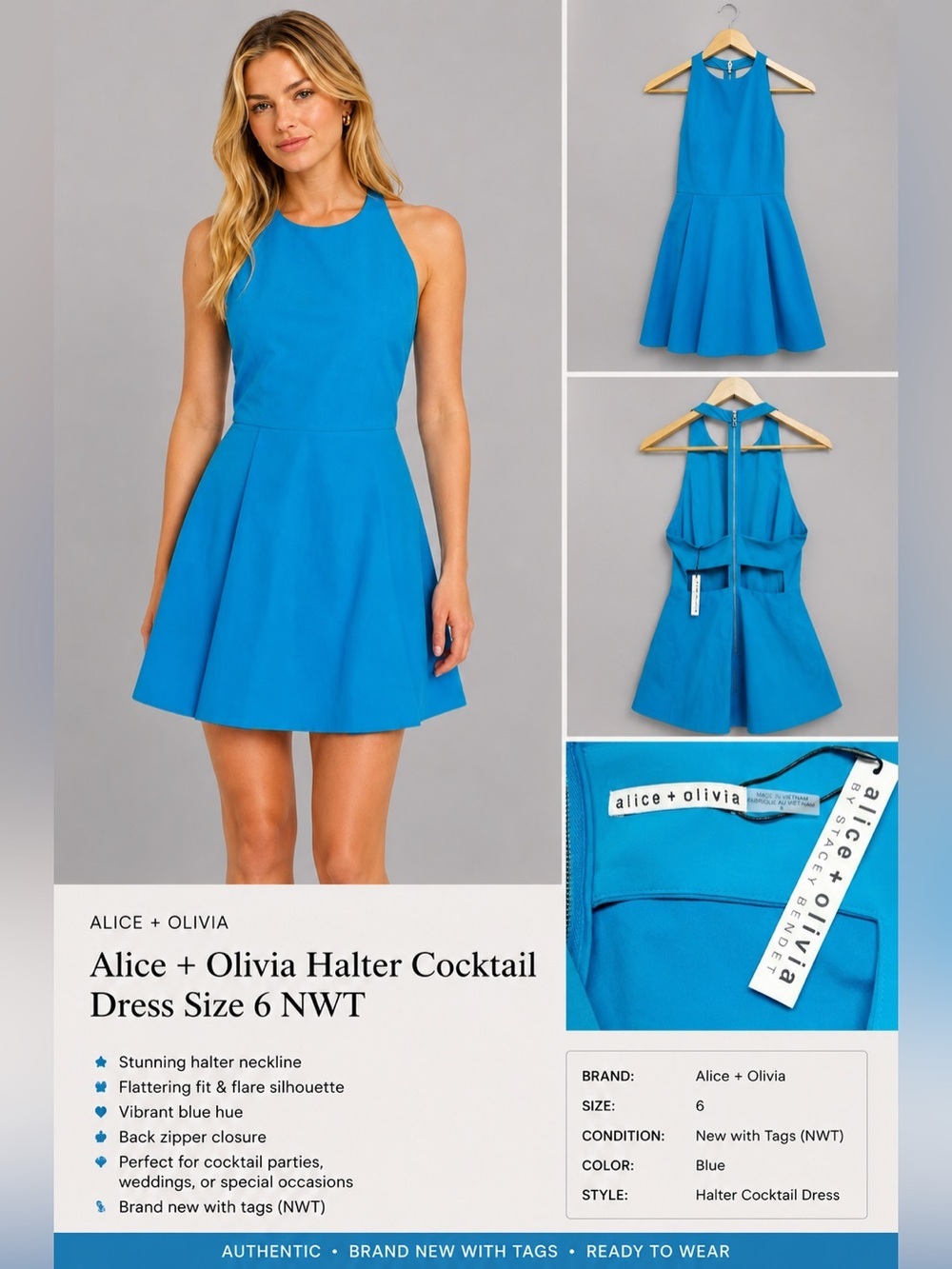 Alice and Olivia Christie Cotton Fit & Flare Dress Size 6 NWT $330.00